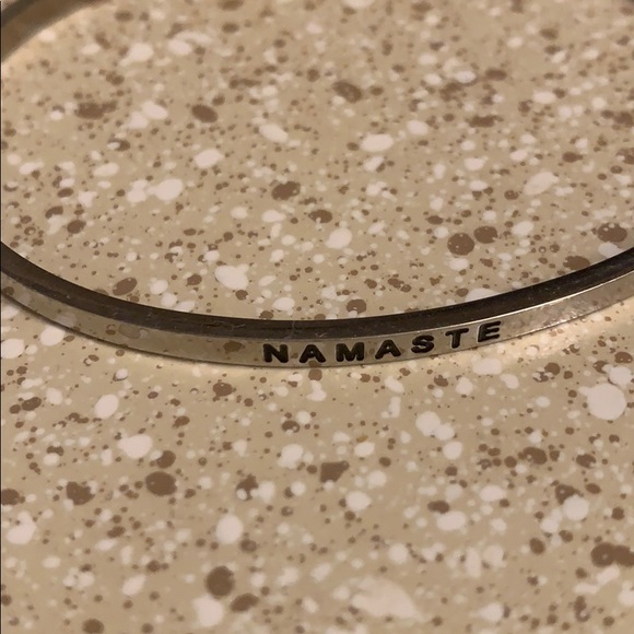 Silver Namaste MantraBand Bangle - Picture 2 of 6